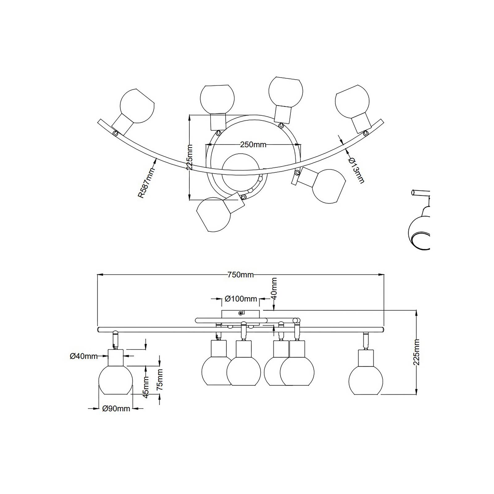 LED-Deckenstrahler Loxy, schwarz, sechsflammig von NOWA GmbH