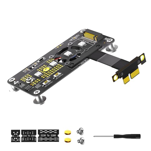 NPXUAMTJ 5 0 cm Schnelles NGFFs NVME Festplatten Zu PCIE 1X Verlängerungskabel Mit Lüfter LED Magnetpad von NPXUAMTJ