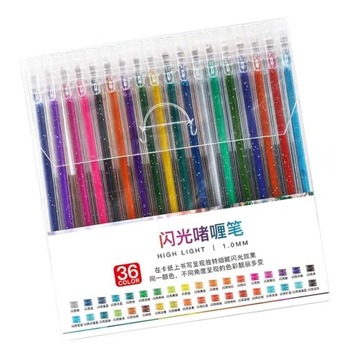 NPYQ 36 Stück Gelstift Farbiger Gelstift Bunter Textmarker 1 Mm Stiftspitze Für Malbuch Kartenherstellung Scrapbooking von NPYQ