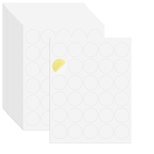 20 Blatt 3,8 cm Runde Etiketten Aufkleber, Weiße Kreisetiketten Bedruckbar mit Tintenstrahl Beschreibbar leere Etiketten selbstklebende Etiketten für Drucker, Produktetikettierungsorganisation von NQEUEPN