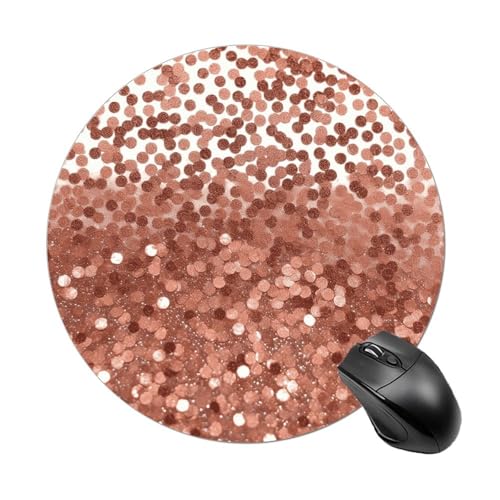 Rose Gold Glitzer Mauspad Runde Mauspad Premium-Strukturiertes Mauspad Waschbar Mousepads Rutschfeste Gummibasis Kleine Mauspad 17,8 X 17,8 X 0,3 cm von NQHJT