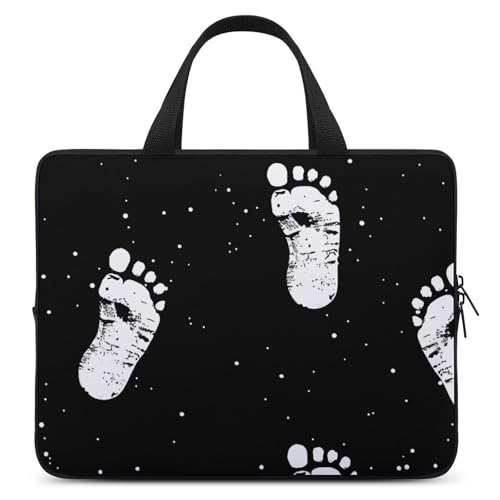 Laptoptasche mit weißem Fußabdruck-Muster, bedruckt, Handheld-Computer-Tasche, Aktentasche für Laptop oder Tablet, 34,8 x 26,7 cm von NQLYRE