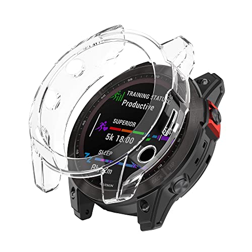 NRYCR Schutzhülle für Garmin Fenix 6 6S 6X 7S 7 7X 5S 5 5X Smartwatch-Schutzrahmen aus weichem, kristallklarem TPU, Anti-Kollisionsabdeckung (A, für Fenix 7X) von NRYCR