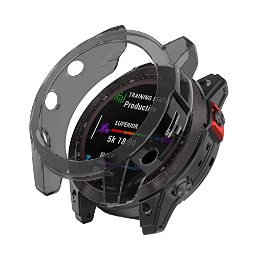 NRYCR Schutzhülle für Garmin Fenix 6 6S 6X 7S 7 7X 5S 5 5X Smartwatch-Schutzrahmen aus weichem, kristallklarem TPU, Anti-Kollisionsabdeckung (C,für Fenix 7X) von NRYCR