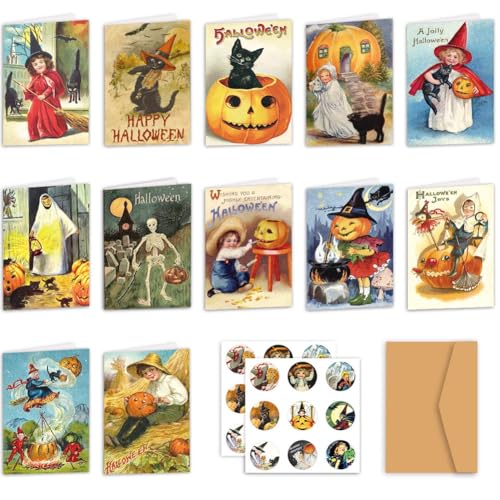 Halloween-Grußkarte, 12 Stück Halloween-Karte, Postkarte, Halloween-Grußkarten, Halloween-Party-Feierbedarf, gestaltete Grußkarten, Postkarten, Geschenkkarten, Geschenknachrichtskarte von NT-ling