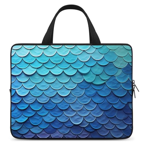Laptoptasche für Damen, Computer-Tragetasche, blaue Meerjungfrau, Fischschuppe, Business-Tasche, Aktentasche, leichte Handtasche, Stil, 33 cm (13 Zoll) von NTVOWPZO