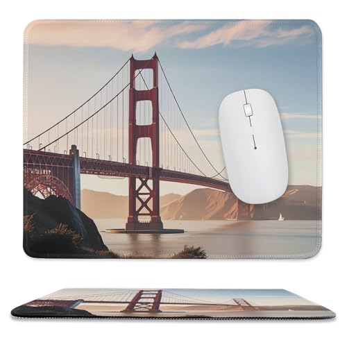 Quadratisches Mauspad mit rutschfester Gummiunterseite, Golden Gate Bridge, Mauspad mit genähtem Rand, Gaming-Mauspad für kabellose Maus, Computer, Laptop, Heimbüro, Schreibtischunterlage, 24,9 x 30 von NTVOWPZO