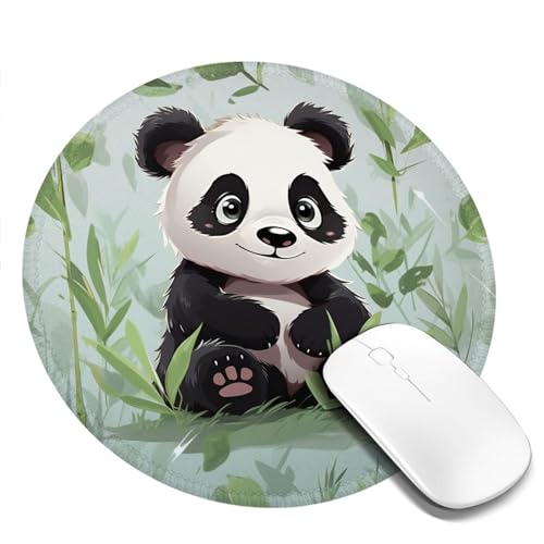 Rundes Mauspad mit rutschfester Gummiunterseite, Panda-Bambus-Mauspad mit genähtem Rand, Gaming-Mauspad für kabellose Maus, Computer, Laptop, Heimbüro, Schreibtischunterlage, 20 x 20 cm, 4 Stück von NTVOWPZO