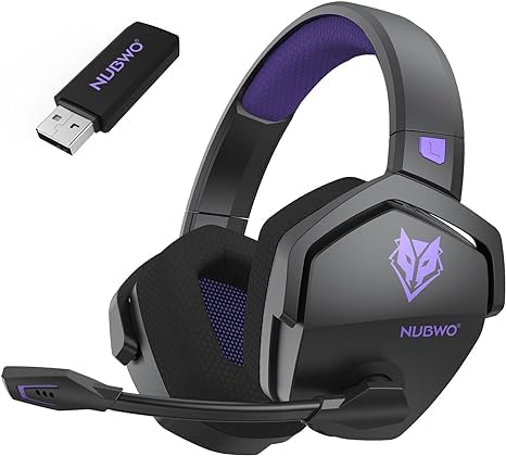 NUBWO G06 Dual Wireless Gaming Headset mit Mikrofon für PS5, PS4, PC, Mobile,NS: 2.4 GHz Wireless + Bluetooth - 100 Stunden - 50mm -Treiber - Lila von NUBWO