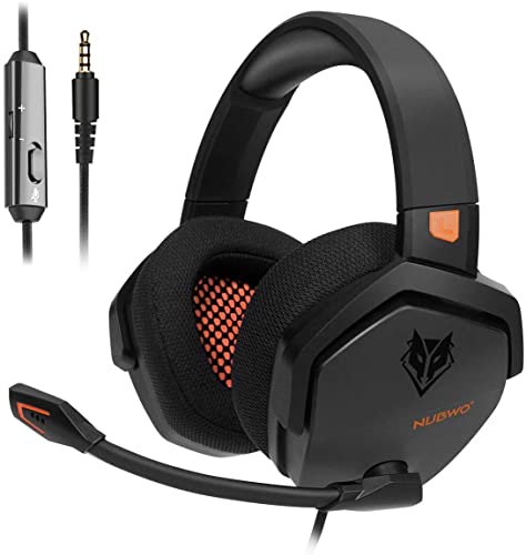 NUBWO N16 Gaming Headset – Mikrofon mit Geräuschunterdrückung, Stereo Sound und Komfortables Design für PS5, PS4, Xbox One, NS, PC, Laptop und Mac - Orange von NUBWO