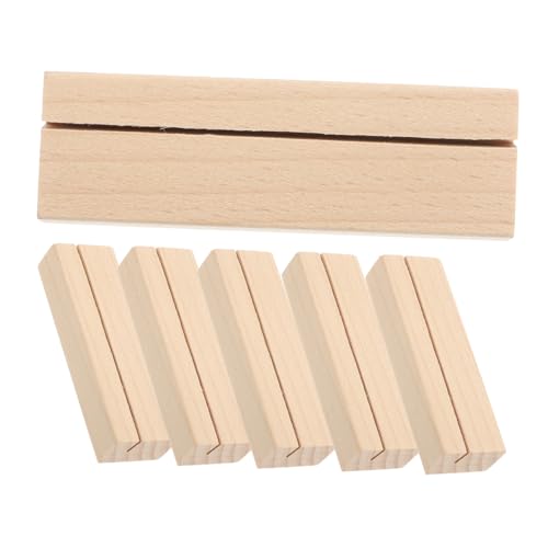 NULYLU 6St Kartenhalter aus Holz Zahlen Tischkartenhalter zum Unkrautjäten Stand up-Geldbörse Holz Fotohalter Holz Fotoständer Visitenkartenhalter Basis für Fotoclips aus Holz Buche Beige von NULYLU