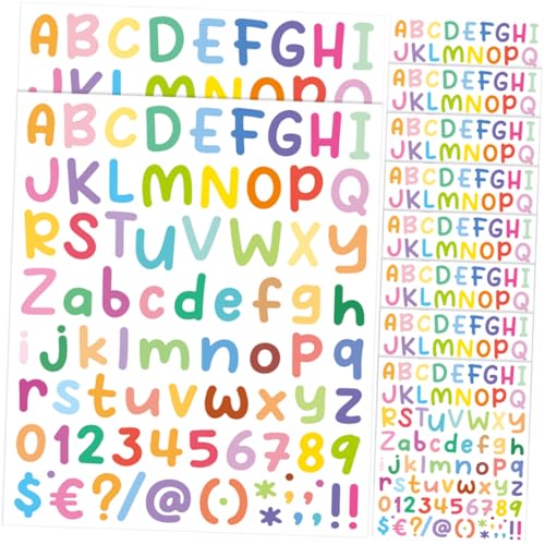 NUOBESTY 1 Satz Alphabet-aufkleber Farbige Aufkleber Buchstaben- Und Zahlenaufkleber Nummernaufkleber Alphabet- Und Zahlenaufkleber Alphabet-etiketten Alphabet-spielzeug Vinyl 10 Blatt von NUOBESTY