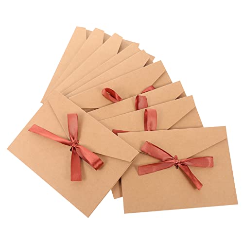 NUOBESTY 10st Postkartenumschlag Hochzeitsumschlag Karten Verpackung Umschläge Bürobedarf Brief Verpackung Umschlag Postumschläge Bowknot-umschlag Süße Umschläge Paketumschläge Papier Brown von NUOBESTY