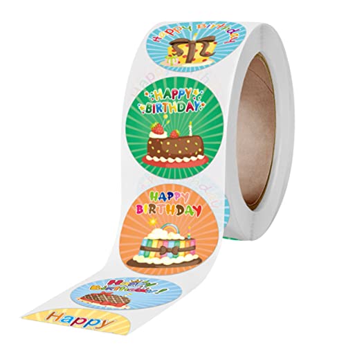 NUOBESTY 2 Rollen 500 Stück alles zum geburtstag aufkleber kinder aufkleber Dekor Etiketten party sachen party supplies Festival-Geschenkaufkleber abdichtende Aufkleber von NUOBESTY