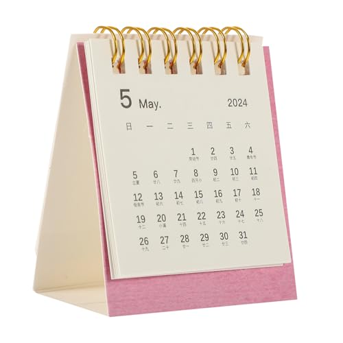 NUOBESTY 2024 Mini büro dekoration office decoration kalender Desktop-Kalender 2023-2024 Chinesischer Neujahrskalender Hauskalender-Ornament einfacher Desktop-Kalender Papier Rosa von NUOBESTY