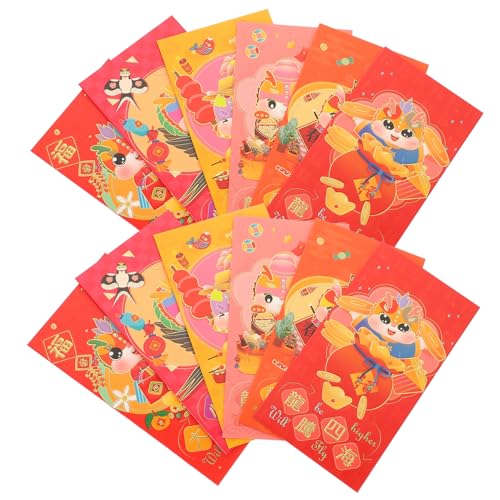 NUOBESTY 24St chinese new year chinesisch neujahr geldgeschenk hochzei geschenkpakete Mondneujahrsumschläge rote Umschläge Couplet rotes paket des neuen jahres rote Geldumschläge Papier von NUOBESTY