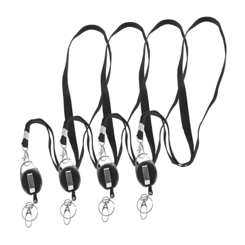 NUOBESTY 4 Stück ID-Schlüsselband Namensschild-Lanyard einziehbarer Ausweishalter mit Lanyard Abzeichen hängende Seile Kartenhalter praktische Schlüsselbänder Bruchband Polyester Black von NUOBESTY