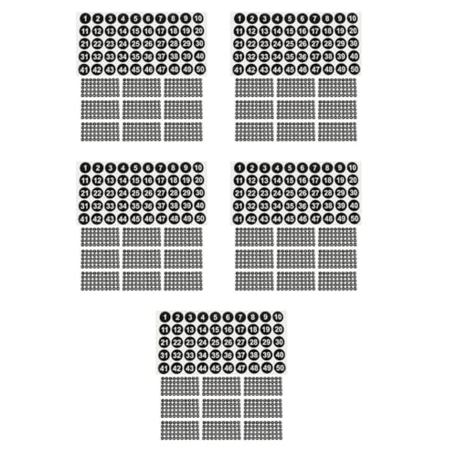 NUOBESTY 5 Sätze 5Er Set Nummernaufkleber Kreisaufkleber Notizbuchaufkleber Süße Schlüsselanhänger Strapazierfähiger Abdeckungsclip Glühbirnen Deckenanhänger 10 Blatt * 5 von NUOBESTY