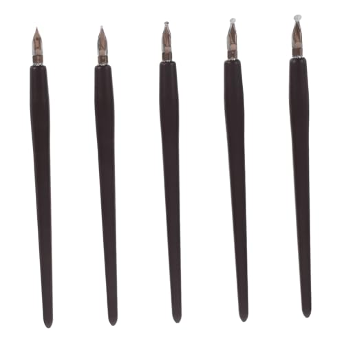 NUOBESTY 5-Teiliges Set Stift Dip-Pen-Spitze Dip-Pen Retro-Dip-Pen kalligraphie set Künstlerwerkzeuge Kalligraphie-Sets für Anfänger Kalligraphie-Füllfederhalter Füller Holz Dark Brown von NUOBESTY