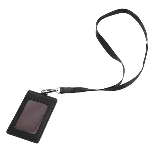 NUOBESTY Ausweisinhaber ID-Inhaber Schlüsselbänder Abzeichen Lanyard-Geldbörse einziehbar kreditkartenhalter credit card holder Inhaber von Studentenausweisen PU-Kartenabdeckung Black von NUOBESTY