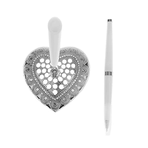 NUOBESTY Stift mit Halter hochzeitsdeko wedding decoration hochzeitdeko hochzeitgeldgeschenke Halter Brieftasche Schlüssel Tischstift für Geschenkverpackung Stift zur Unterschrift Silver von NUOBESTY