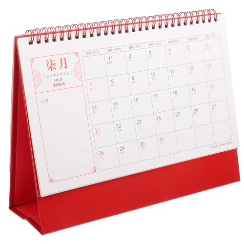 NUOBESTY Tischkalender Für Das Jahr Des Drachen Ergonomischer Bürostuhl Wandkarte Wohndekoration Whiteboard-kalender Monatlich Kleiner Schreibtisch Dekorationen Urlaubsplaner Uhr Rot Papier von NUOBESTY