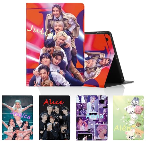 Personalisierte Tablet Hülle für Samsung Galaxy Tab S9+ 12,4" SM-X810/SM-X816B, Kpop Rose Jin V JUNG KOOK SUGA Stray Kids Skzoo Muster mit Personalisiert PU Leder Flip Text Individuelle Custom Case von NUOKEI