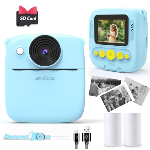 Kinderkamera mit Sofortfunktion – 8-facher Digitalzoom 2,0 Zoll (5,0 cm) Display, Digitalkamera für Kinder mit Aufbewahrungstasche, Kinder von 3 bis 12 Jahren (blau) von NUOTUN