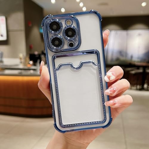 NUOYIXUAN-Fashion Plating Clear Wallet Phone Cases für iPhone 15 14 13 12 11 Pro Max stoßfeste Abdeckung, blau, für iPhone 12 ProMax von NUOYIXUAN