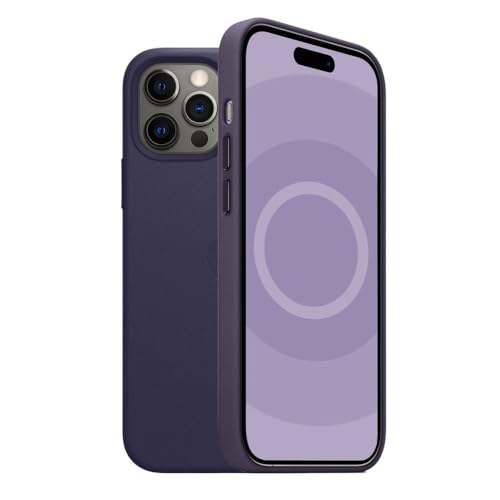 NUZIXINXW Leder-Handyhülle für iPhone 12 Pro Max 12Mini CaseSchutzhülle, tiefviolett, für iPhone 15 von NUZIXINXW