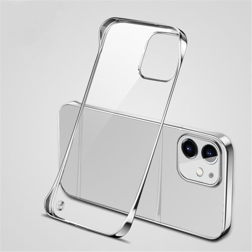 NUZIXINXW Schlanke, rahmenlose, durchsichtige Handyhülle für iPhone 16 15 14 13 12 Mini 11 Pro XS Max XR X 8 7 Plus SE, transparente Kunststoffabdeckung, Silber, für iPhone 14ProMax (6,7 Zoll) von NUZIXINXW