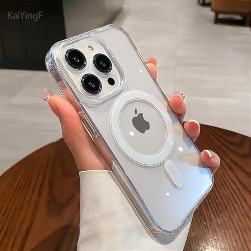 NUZIXINXW Transparente Hülle für iPhone 16 15 14 13 12 11 Pro XS XR Max Mini Plus magnetische kabellose Ladehülle, transparent, für iPhone 14Pro Max von NUZIXINXW