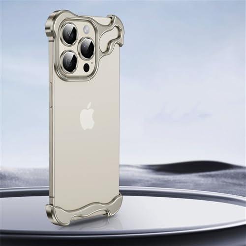 NUZIXINXW Unregelmäßige Aluminiumlegierung-Stoßfänger-Telefonhülle für iPhone 12 13 14 15 16 Pro Max 16Pro Plus Objektivfilmschutz Metallabdeckung, grau, für iPhone 16 Pro von NUZIXINXW