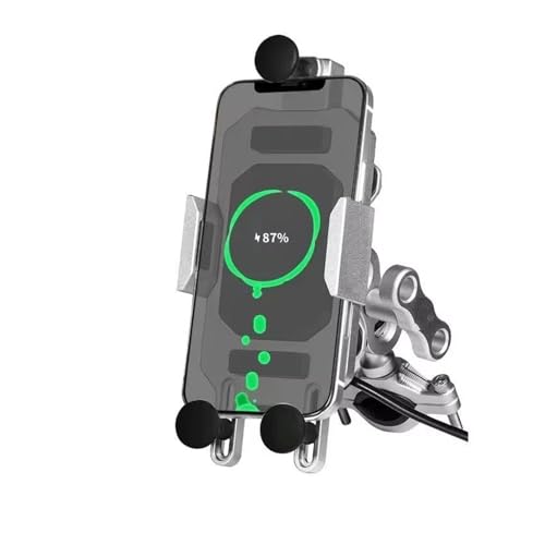 NVETJMUA Motorrad Telefon Halterung Motorrad Reiten Handy-Navigation Halterung Fahrrad Handy Unterstützung Halterung Schnelle Lade Drahtlose Ladegerät Motorrad Handy halterungen(H) von NVETJMUA