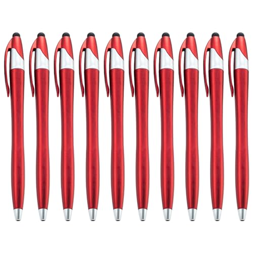 NVOQILIN 10 x einziehbarer Kugelschreiber mit Stylus-Spitze, 2-in-1 Stylus-Kugelschreiber, Touchscreen-Stift, 1,0 mm Spitze, reibungsloses Schreiben von NVOQILIN