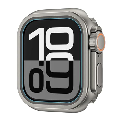 NVVVNX Metall Bumper Case für Apple Watch 46mm 45mm 44mm Schutzrahmen Abdeckung für iWatch Serie 10 9 8 7 6 5 SE Wechsel zu Ultra 2 49mm(Gray,45mm) von NVVVNX