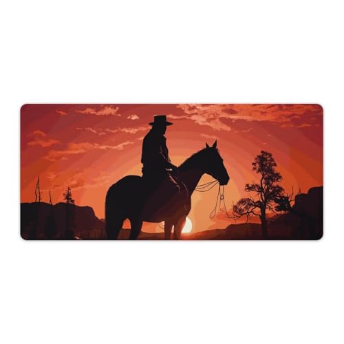 Cowboy West Großes Mauspad, erweitertes Gaming-Mauspad, rutschfeste Unterseite, Schreibtischunterlage mit genähten Kanten, wasserdicht, Tastaturmatte für Zuhause, Büro, 40,6 x 91,4 cm von NWTRJ