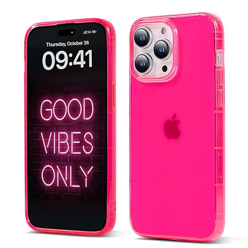 NYCPrimeTech Hot Pink Hülle für iPhone 16 Pro Max/weiche, durchscheinende Schutzhülle, niedliche, trendige, minimalistische Hülle, 17,5 cm (7,5 Zoll) (Neonrosa) von NYCPrimeTech