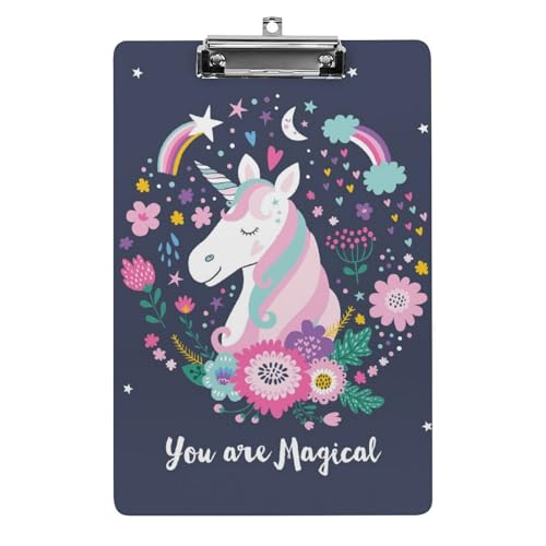 Blume Einhorn Klemmbrett Zum Aufhängen Clipboard Hartplatten Klemme Für Papier Dokumente von NYKVTG