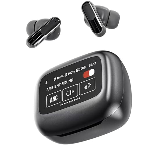 NZDFH In Ear Kopfhörer Bluetooth Kabelloser 5.4-Kopfhörer mit LCD-Vollfarb-Bildschirmsteuerung, Aktivem ANC-Rauschunterdrückungs-Headset Geeignet für Anrufe, Gaming, Musik und Sport von NZDFH