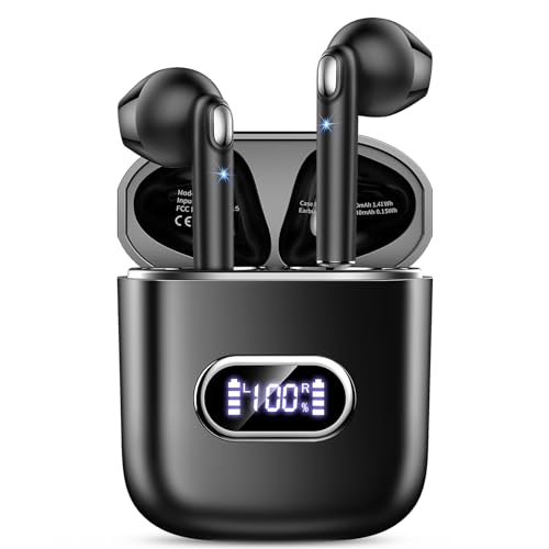 Kopfhörer Kabellos Bluetooth 5.3, Bluetooth Kopfhörer mit HD Mic, In Ear Kopfhörer Bluetooth mit HiFi Stereo Sound, Kabellose Kopfhörer mit IP7 Wasserdicht Ohrhörer, 50 Std Spielzeit, LED Anzeige von NZKEEYZI