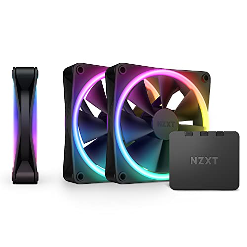 NZXT F120 RGB Duo Triple Pack - 3 x 120mm doppelseitiger RGB-Lüfter mit RGB-Controller – 20 einzeln adressierbare LEDs – Ausgeglichener Airflow und statischer Druck – Schwarz von NZXT