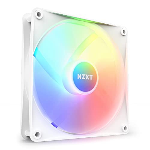 NZXT F140 RGB Core – 140 mm nabenmontierter RGB-Lüfter – 8 einzeln ansteuerbare LEDs – Halbtransparente Lüfterblätter – Hydrodynamisches Gleitlager – PWM-Steuerung – CAM-Software – Weiß von NZXT