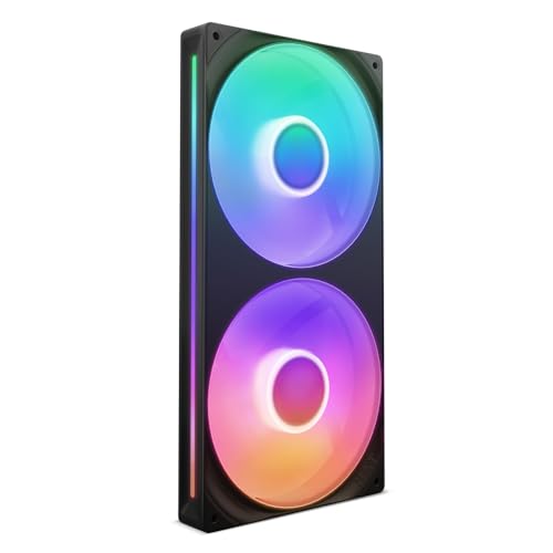 NZXT F280 RGB Core - 280 mm Einzelrahmen-Lüftereinheit mit 2 x 140 mm RGB-Lüftern - Drehzahl- und Beleuchtungssteuerung - Hoher statischer Druck und Luftstrom - 8 aRGB-LEDs pro Lüfter - Schwarz von NZXT