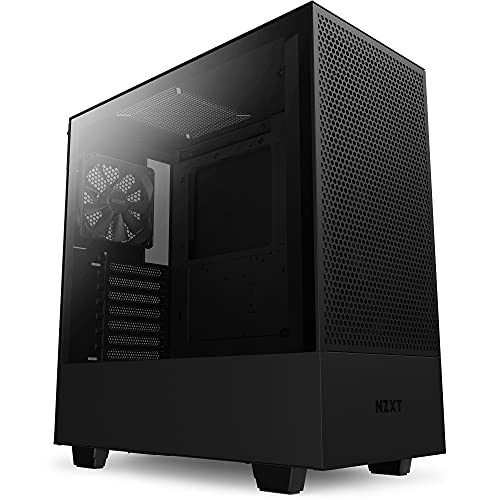 Nzxt H510 Flow - CA-H52FB-01 - Kompaktes ATX Mid-Tower PC-Gaming-Gehäuse - perforierte Frontplatte - Seitenwand aus gehärtetem Glas - Kabelmanagementsystem - Wasserkühlungsbereit - Schwarz von NZXT