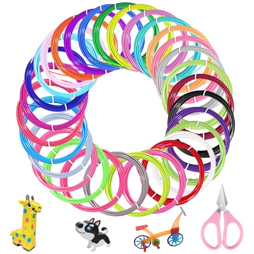 Nadisean 3D Stift Filament PLA 1,75 mm, 30 Farben, je 5M, 3D Pen Filament PLA mit 1 Schere, Bunt 3D Stift Zubehör Set, 3d Stift Nachfüllung für 3d Drucker Stift, Insgesamt 492ft ohne 3D-Stift von Nadisean