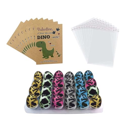 Naemriee Dinosaurier-Geburtstagsparty-Zubehör, Gastgeschenke, 24 Stück, Schlüpfende Dinosaurier-Eier mit Karten, Großpackung von Naemriee