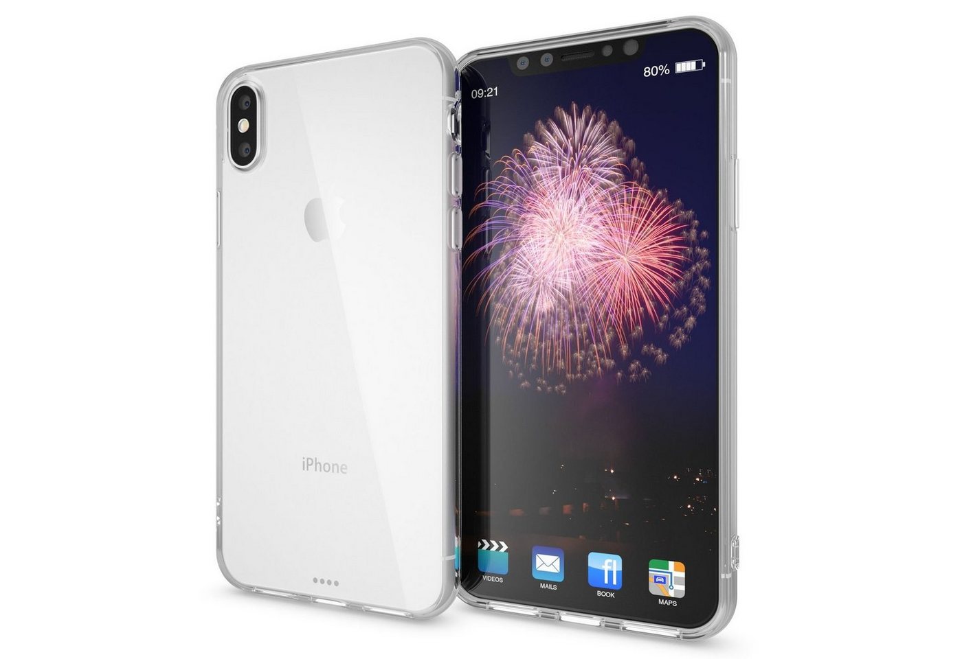 Nalia Smartphone-Hülle Apple iPhone X Apple iPhone XS, Transparente Silikon Hülle / Durchsichtige Schutzhülle / Soft Cover von Nalia