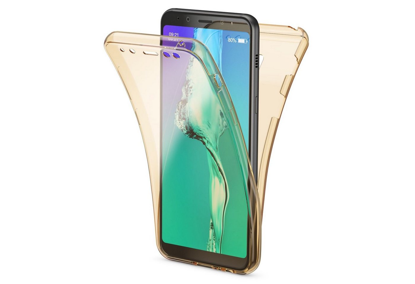 Nalia Smartphone-Hülle Samsung Galaxy A8 (2018), Transparente 360 Grad Silikon Hülle / Rundumschutz / Full Cover Etui von Nalia