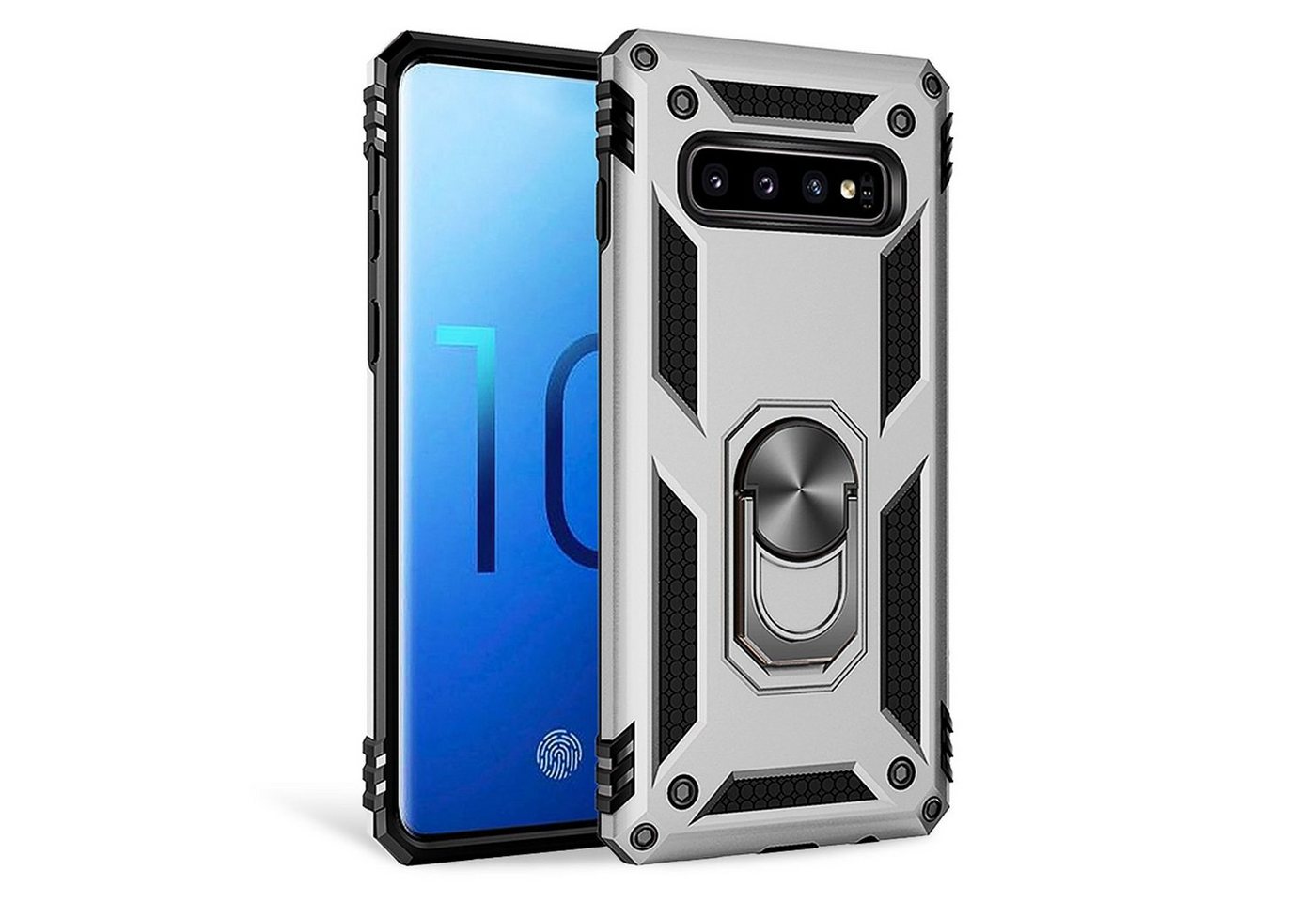 Nalia Smartphone-Hülle Samsung Galaxy S10, Outdoor Military Style Hülle mit Ring / Extrem Schützend / Panzer Case von Nalia